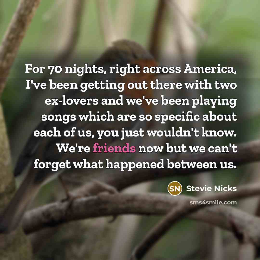 “For 70 nights, right across America, I've been getting out…” quote by Stevie Nicks