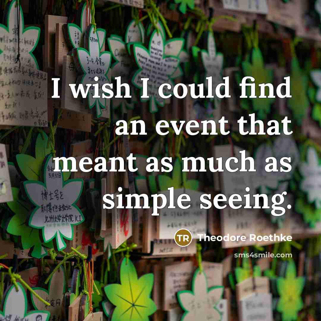 “I wish I could find an event that meant as…” quote by Theodore Roethke