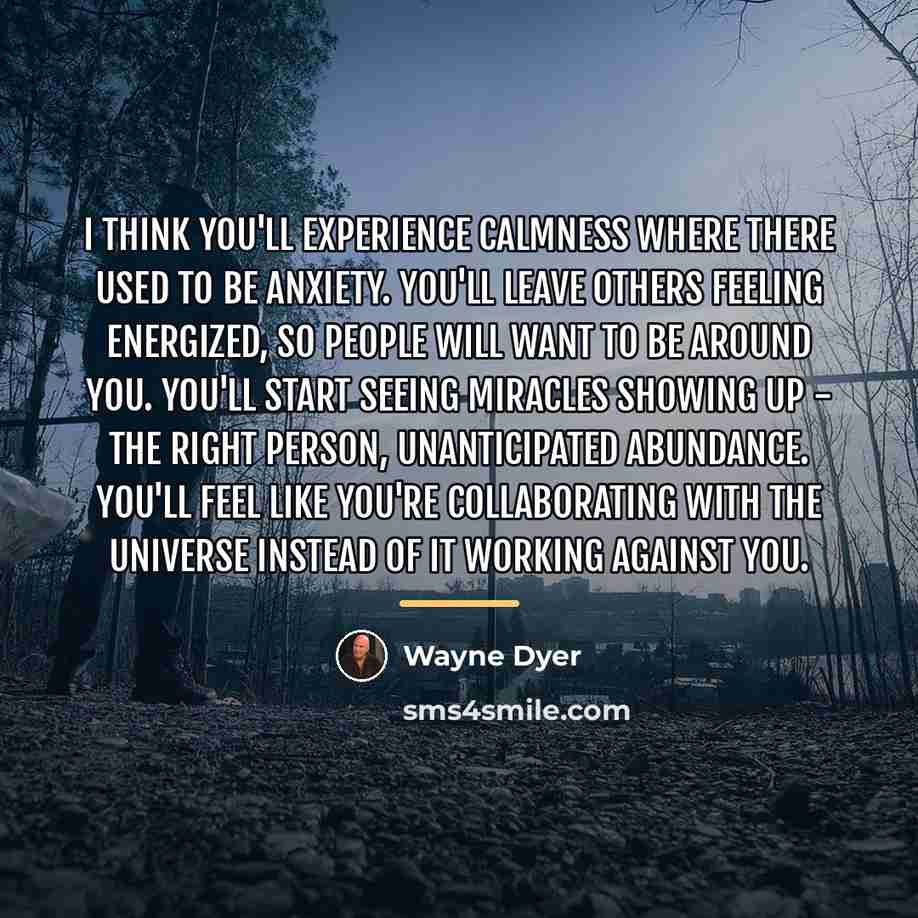 “I think you'll experience calmness where there used to be…” quote by Wayne Dyer