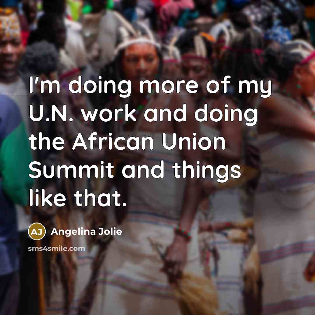 “I'm doing more of my U.N. work and doing the African Union Summit and things like that.” quote by Angelina Jolie