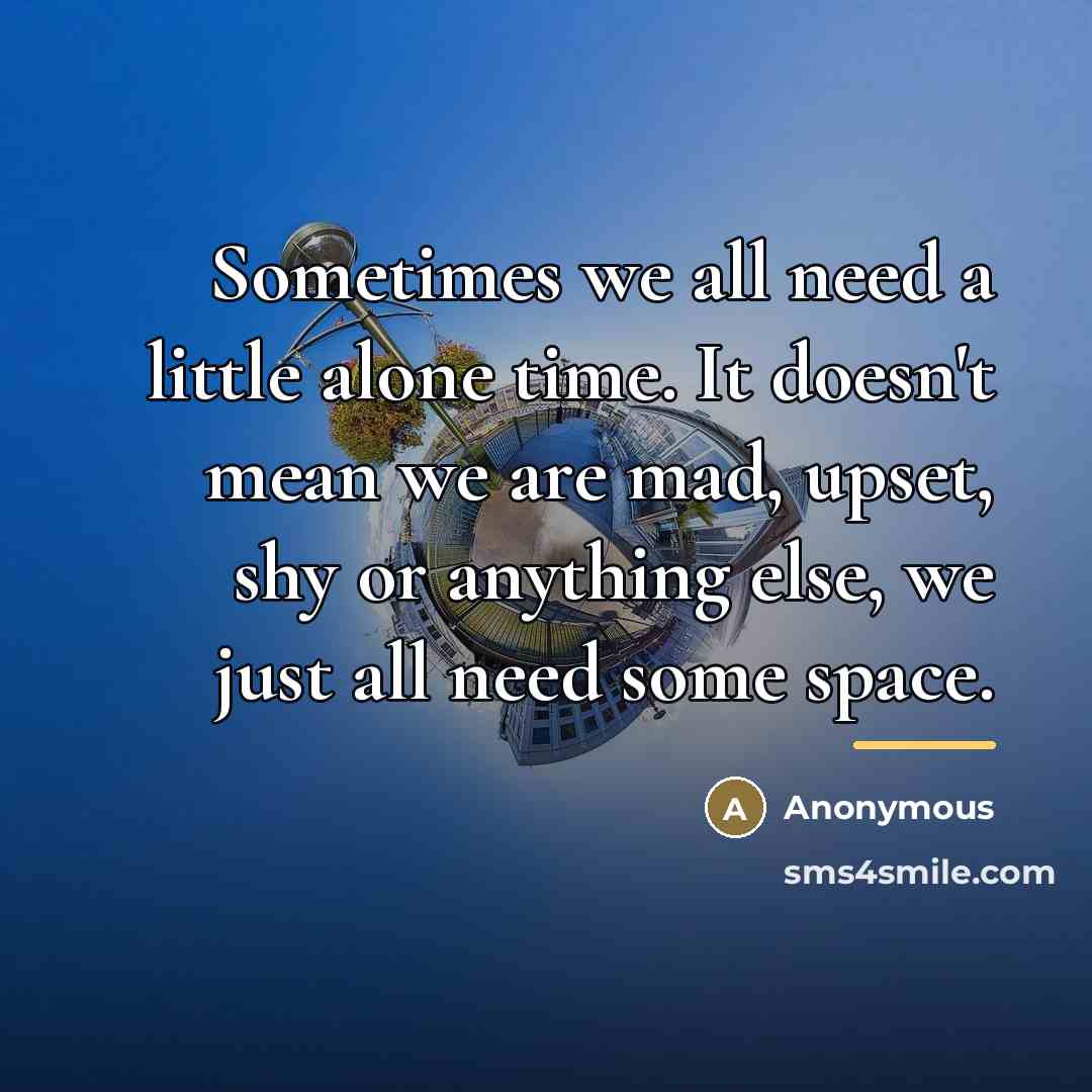 “Sometimes we all need a little alone time. It doesn't…” quote by Anonymous