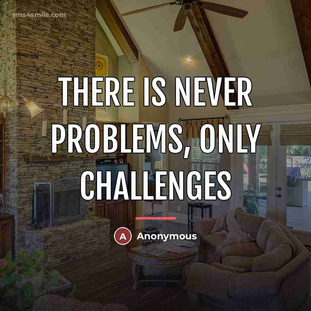 “There is never problems, only challenges…” quote by Anonymous