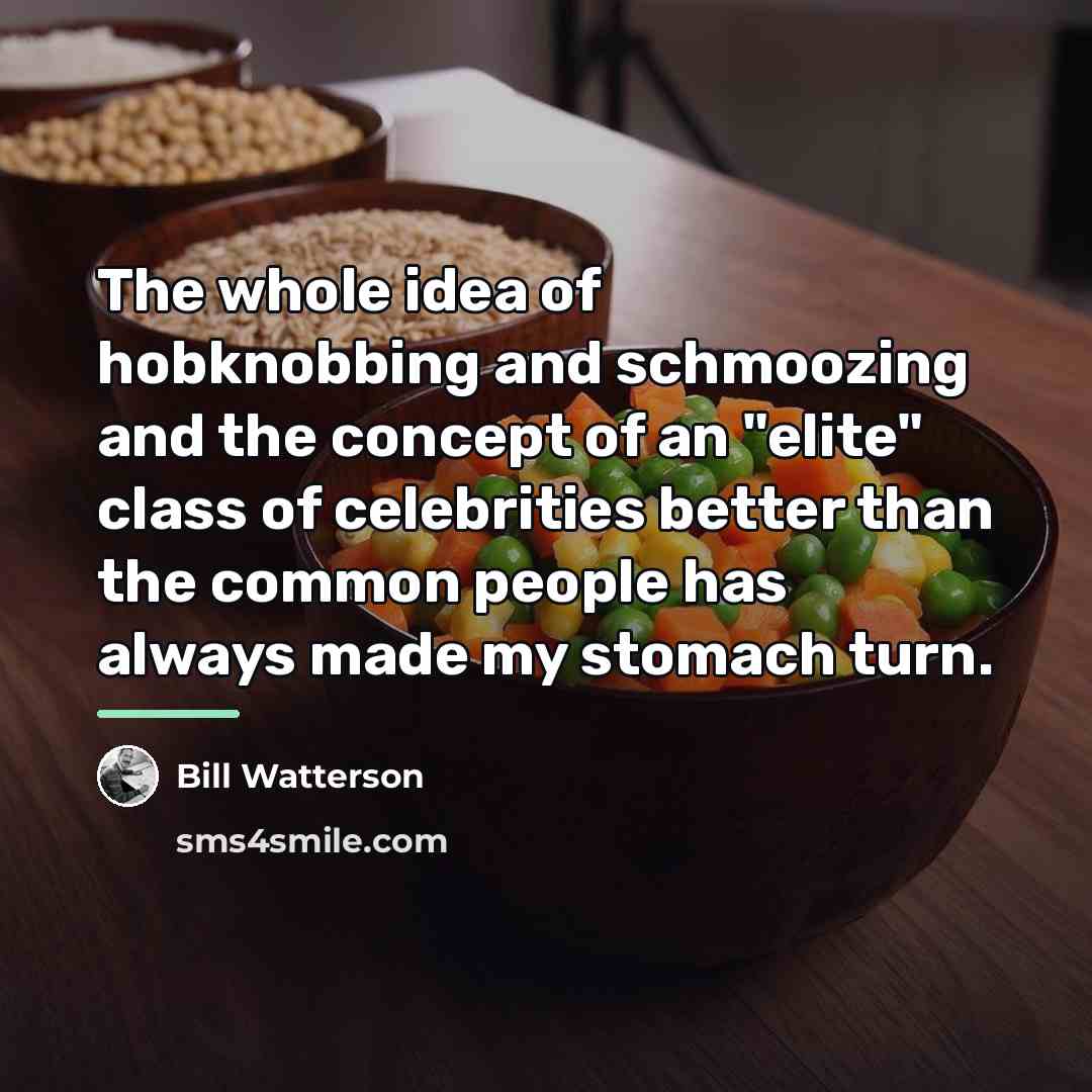 “The whole idea of hobknobbing and schmoozing and the concept…” quote by Bill Watterson