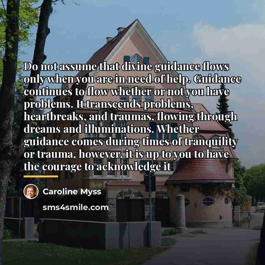 “Do not assume that divine guidance flows only when you…” quote by Caroline Myss