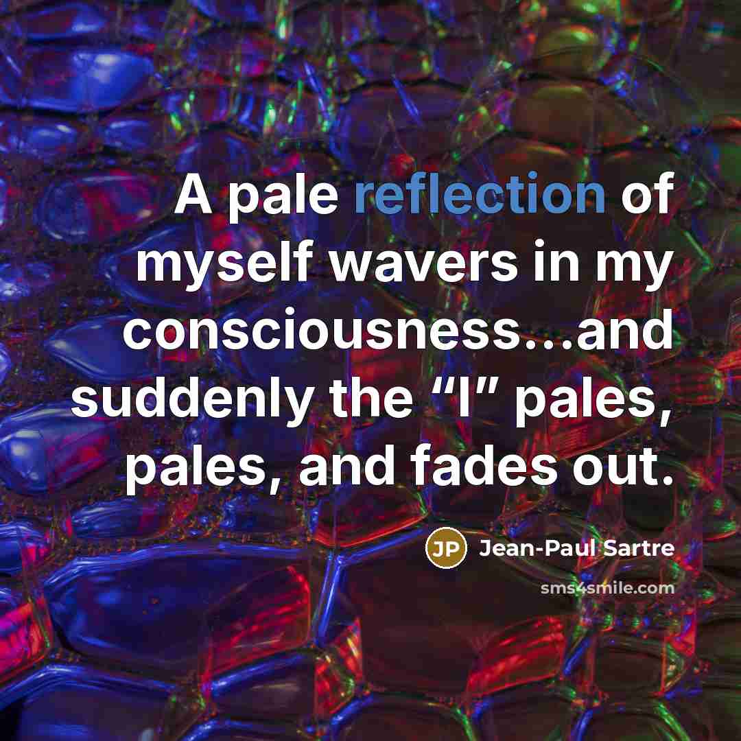“A pale reflection of myself wavers in my consciousness...and suddenly…” quote by Jean-Paul Sartre