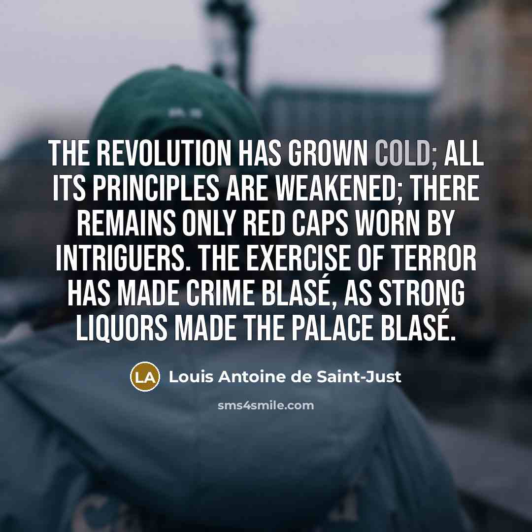 “The Revolution has grown cold; all its principles are weakened;…” quote by Louis Antoine de Saint-Just