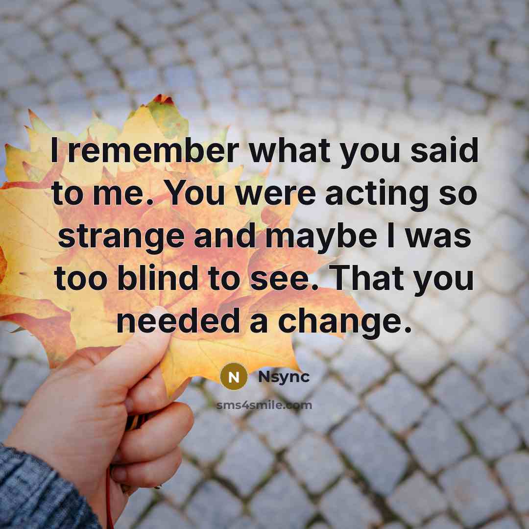 “I remember what you said to me. You were acting…” quote by Nsync