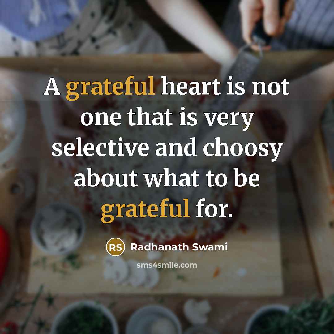 “A grateful heart is not one that is very selective…” quote by Radhanath Swami