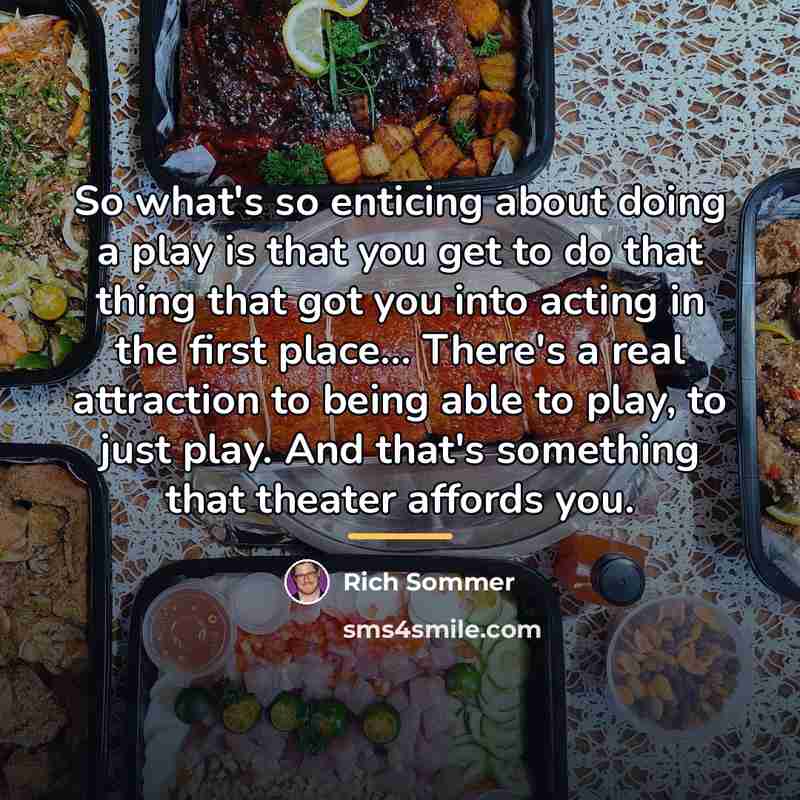 “So what's so enticing about doing a play is that…” quote by Rich Sommer