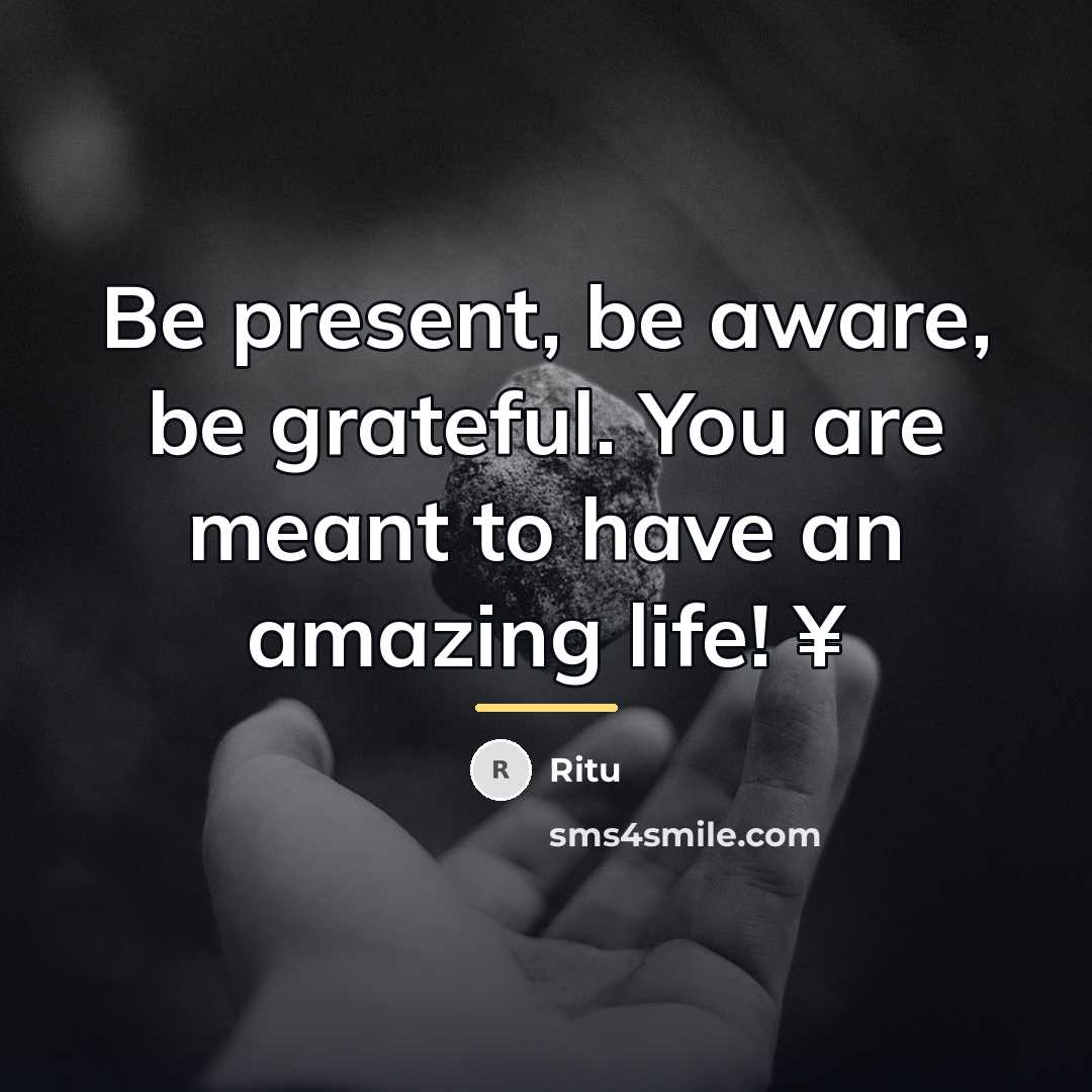 “Be present, be aware, be grateful. You are meant to…” quote by Ritu