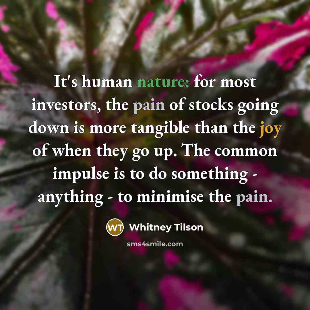 “It's human nature: for most investors, the pain of stocks…” quote by Whitney Tilson