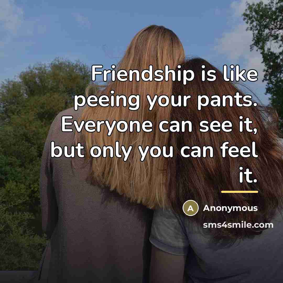 “Friendship is like peeing your pants. Everyone can see it,…” quote by Anonymous