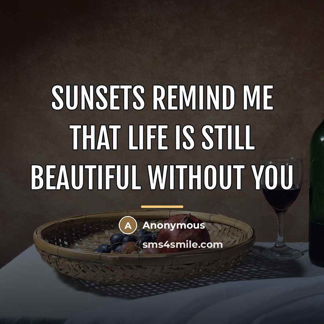 “Sunsets remind me that life is still beautiful without you…” quote by Anonymous
