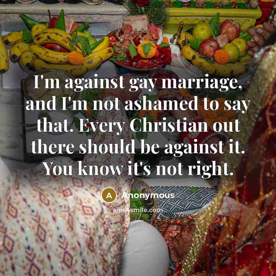 “I'm against gay marriage, and I'm not ashamed to say…” quote by Anonymous