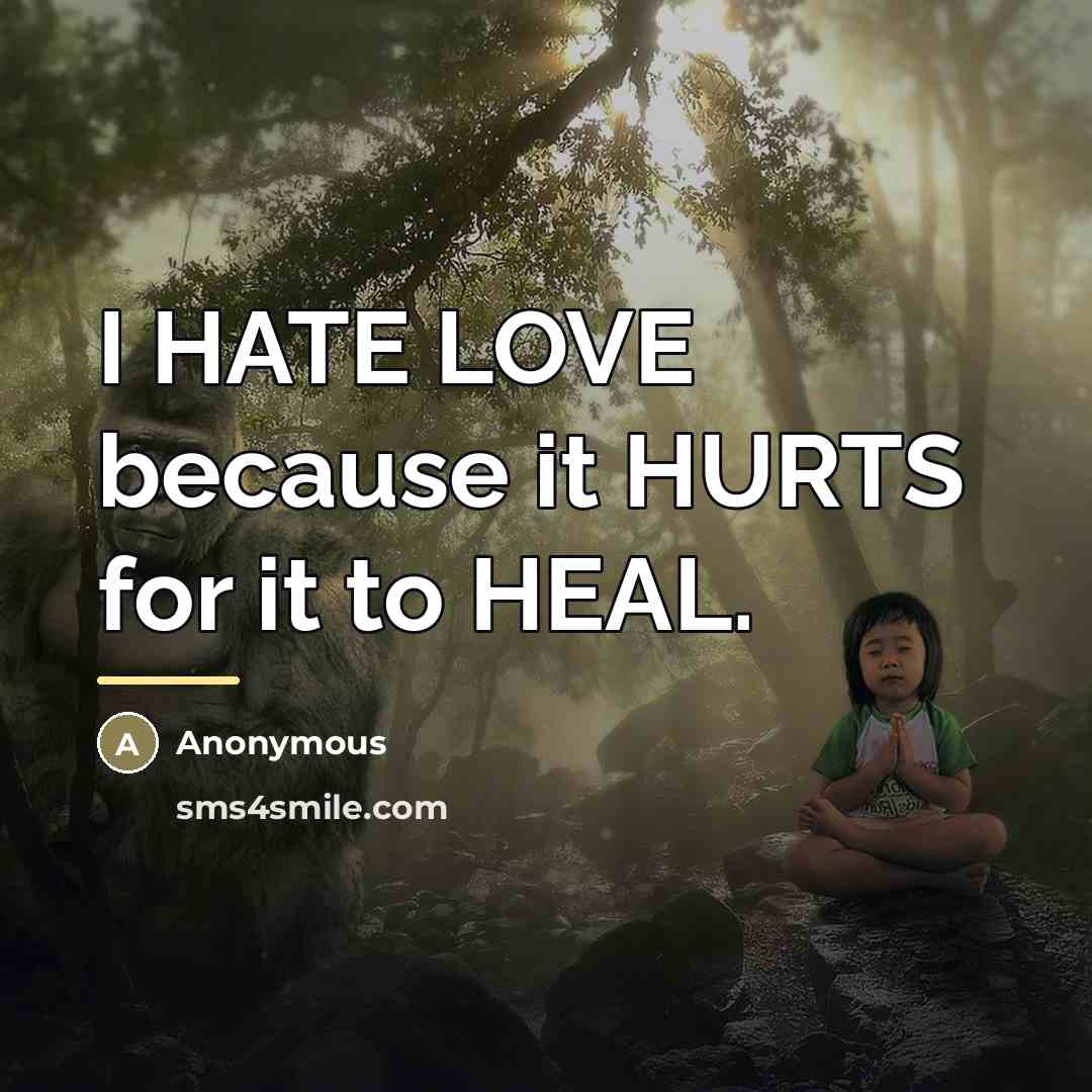 “I HATE LOVE because it HURTS for it to HEAL.…” quote by Anonymous