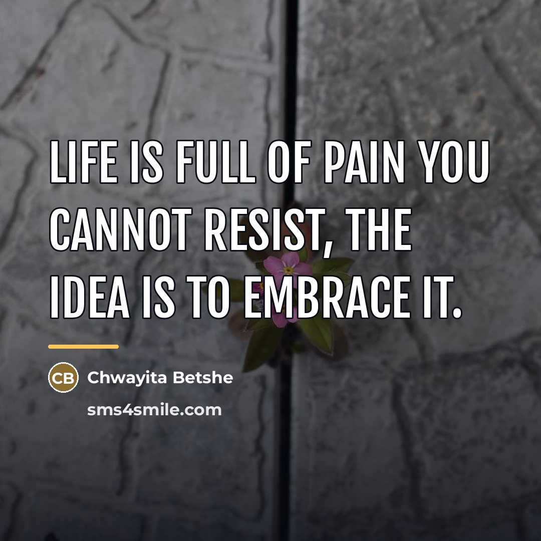 “Life is full of pain you cannot resist, the idea…” quote by Chwayita Betshe