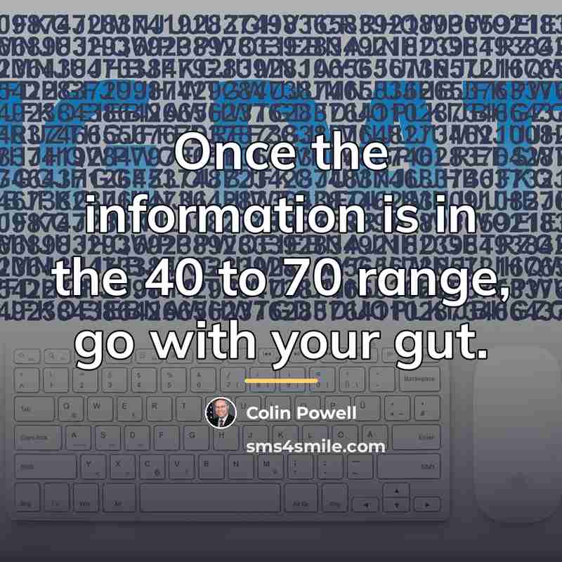 “Once the information is in the 40 to 70 range,…” quote by Colin Powell