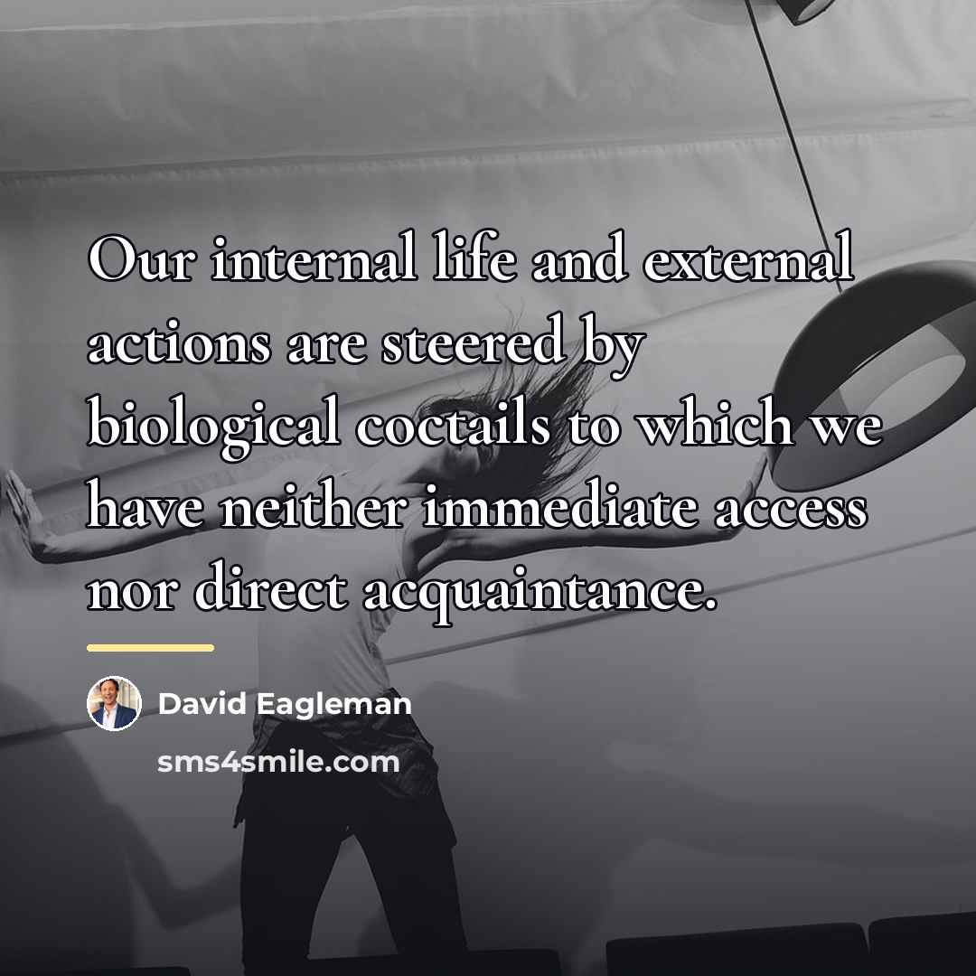 “Our internal life and external actions are steered by biological…” quote by David Eagleman