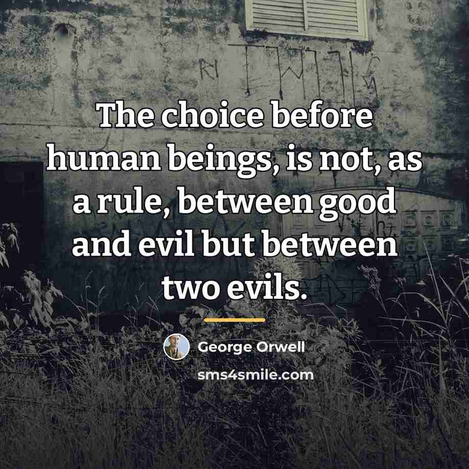 “The choice before human beings, is not, as a rule,…” quote by George Orwell