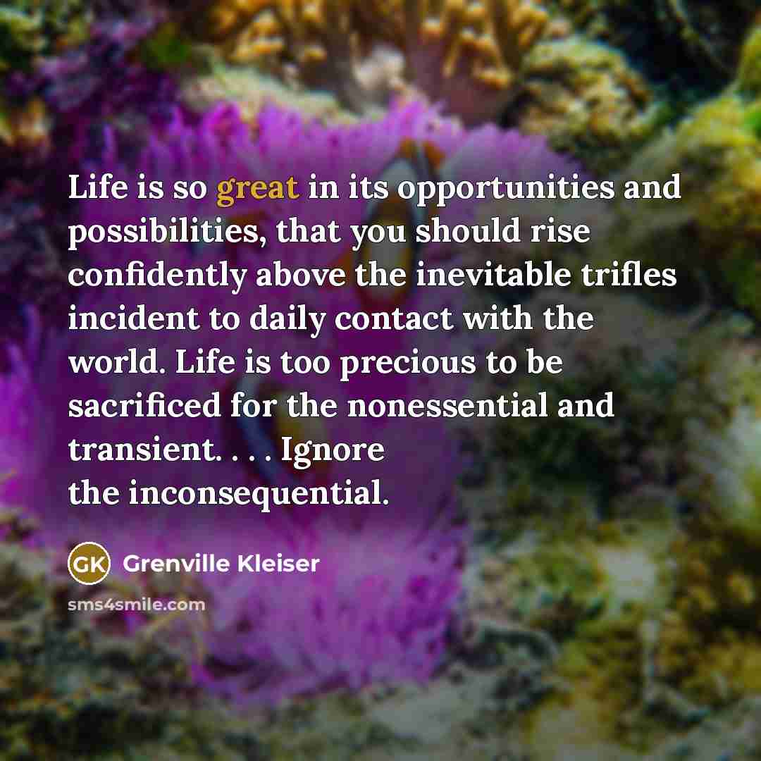 “Life is so great in its opportunities and possibilities, that…” quote by Grenville Kleiser