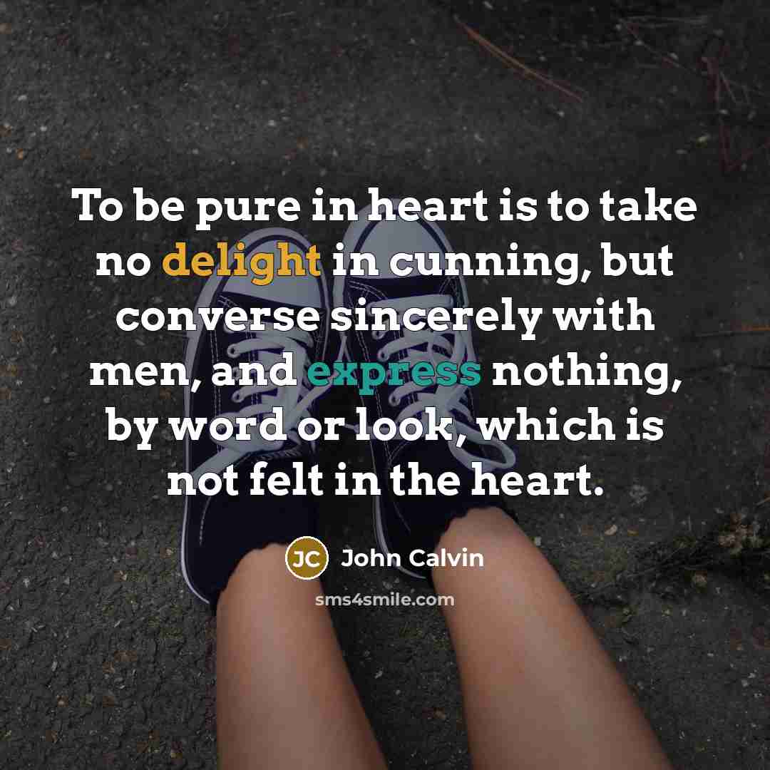 “To be pure in heart is to take no delight…” quote by John Calvin