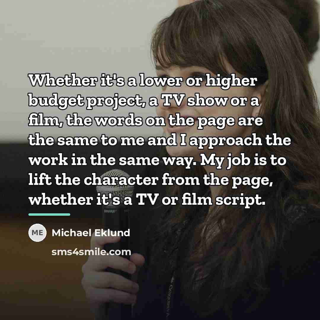 “Whether it's a lower or higher budget project, a TV…” quote by Michael Eklund
