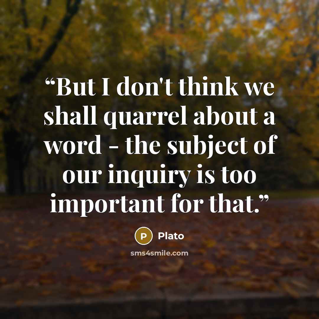 “But I don't think we shall quarrel about a word - the subject of our inquiry is too important for that.” quote by Plato