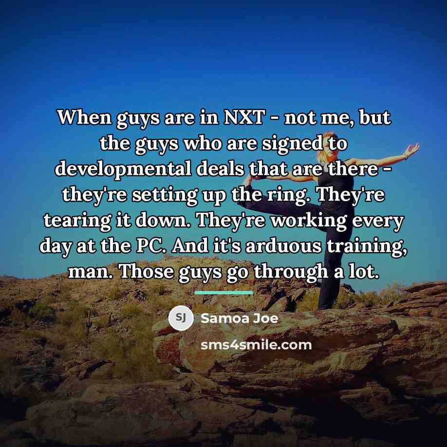 “When guys are in NXT - not me, but the…” quote by Samoa Joe