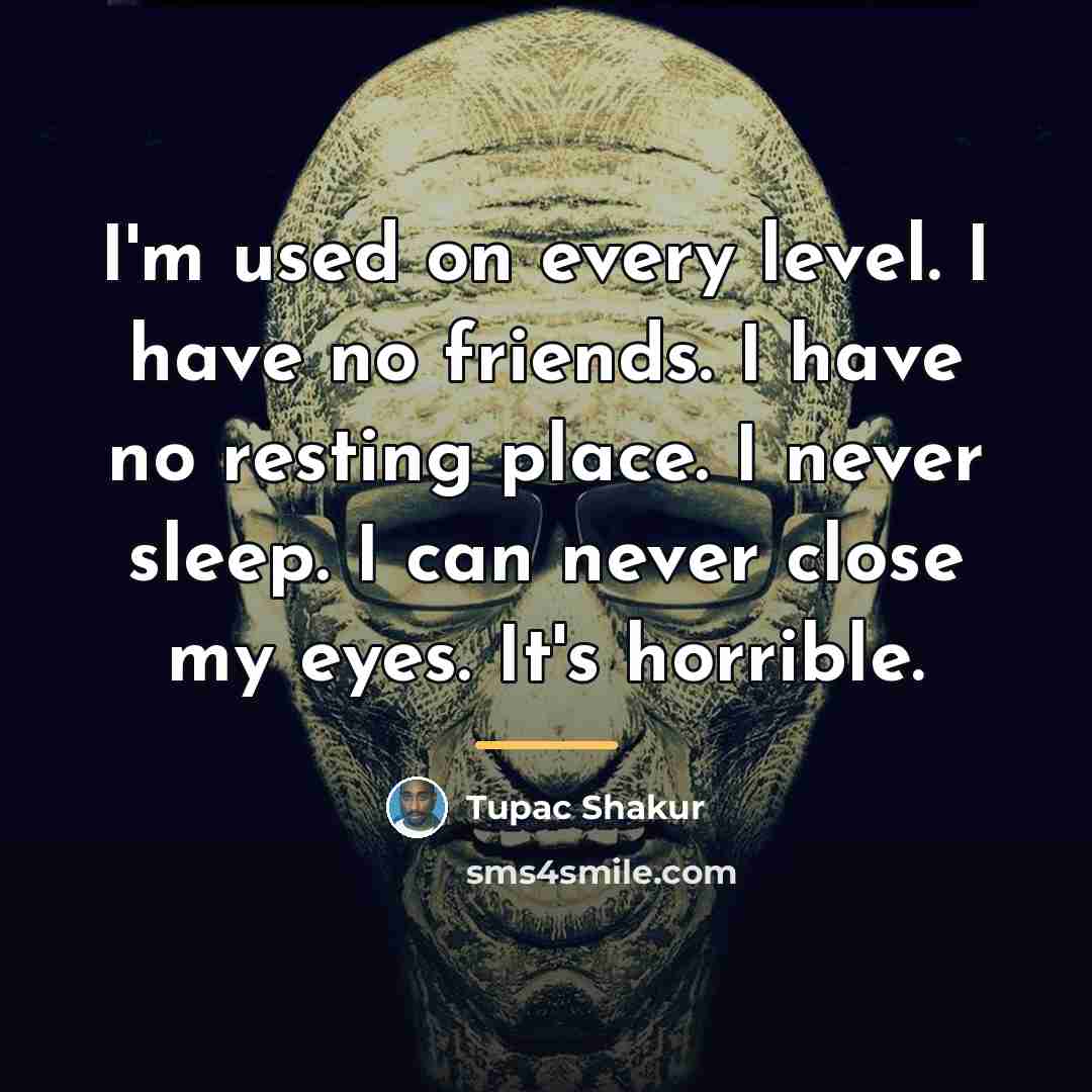 “I'm used on every level. I have no friends. I…” quote by Tupac Shakur