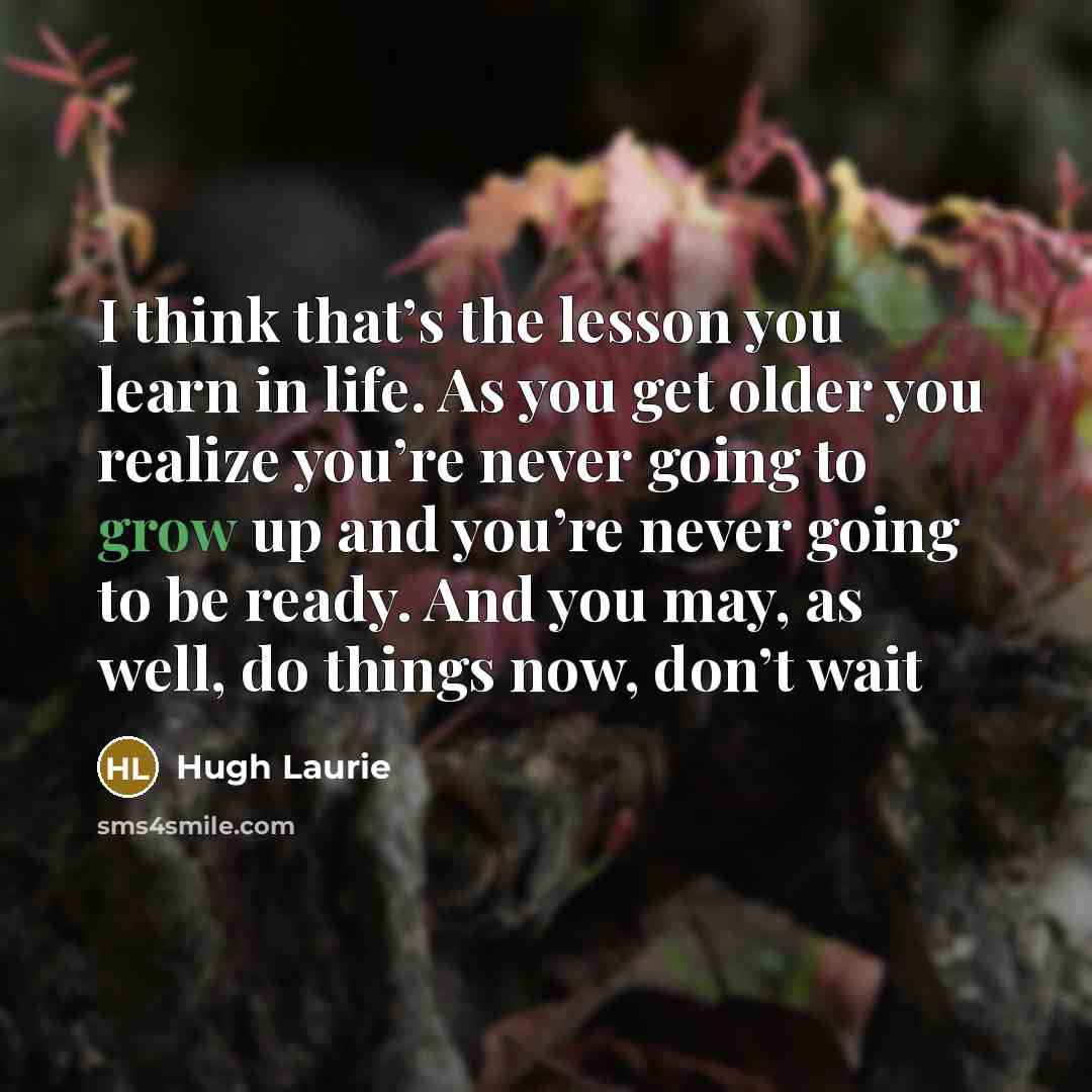“I think that’s the lesson you learn in life. As…” quote by Hugh Laurie