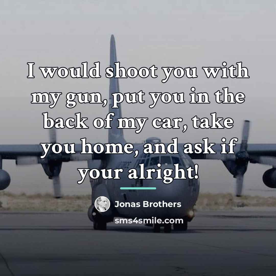 “I would shoot you with my gun, put you in…” quote by Jonas Brothers