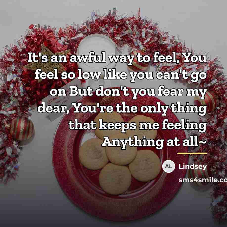 “It's an awful way to feel, You feel so low…” quote by Lindsey