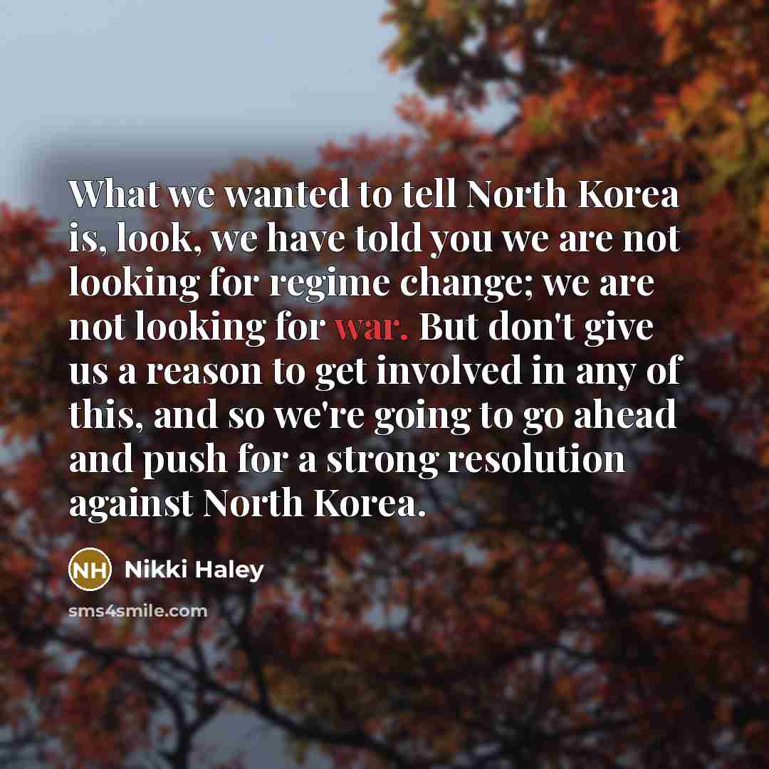“What we wanted to tell North Korea is, look, we…” quote by Nikki Haley