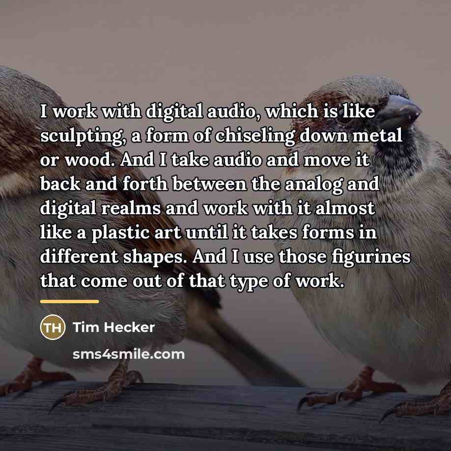 “I work with digital audio, which is like sculpting, a…” quote by Tim Hecker