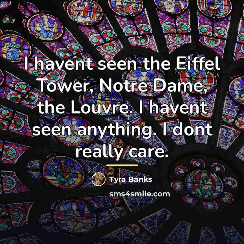 “I havent seen the Eiffel Tower, Notre Dame, the Louvre.…” quote by Tyra Banks