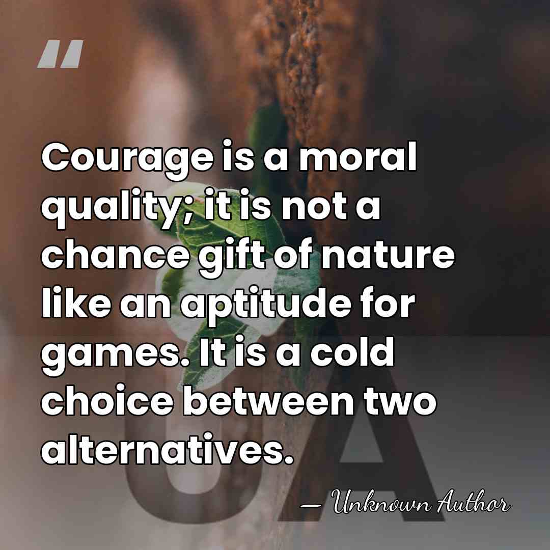 Courage is a moral quality; it is not a chance gift of&hellip; - Unknown Author