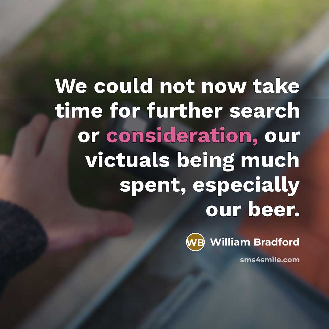 “We could not now take time for further search or…” quote by William Bradford