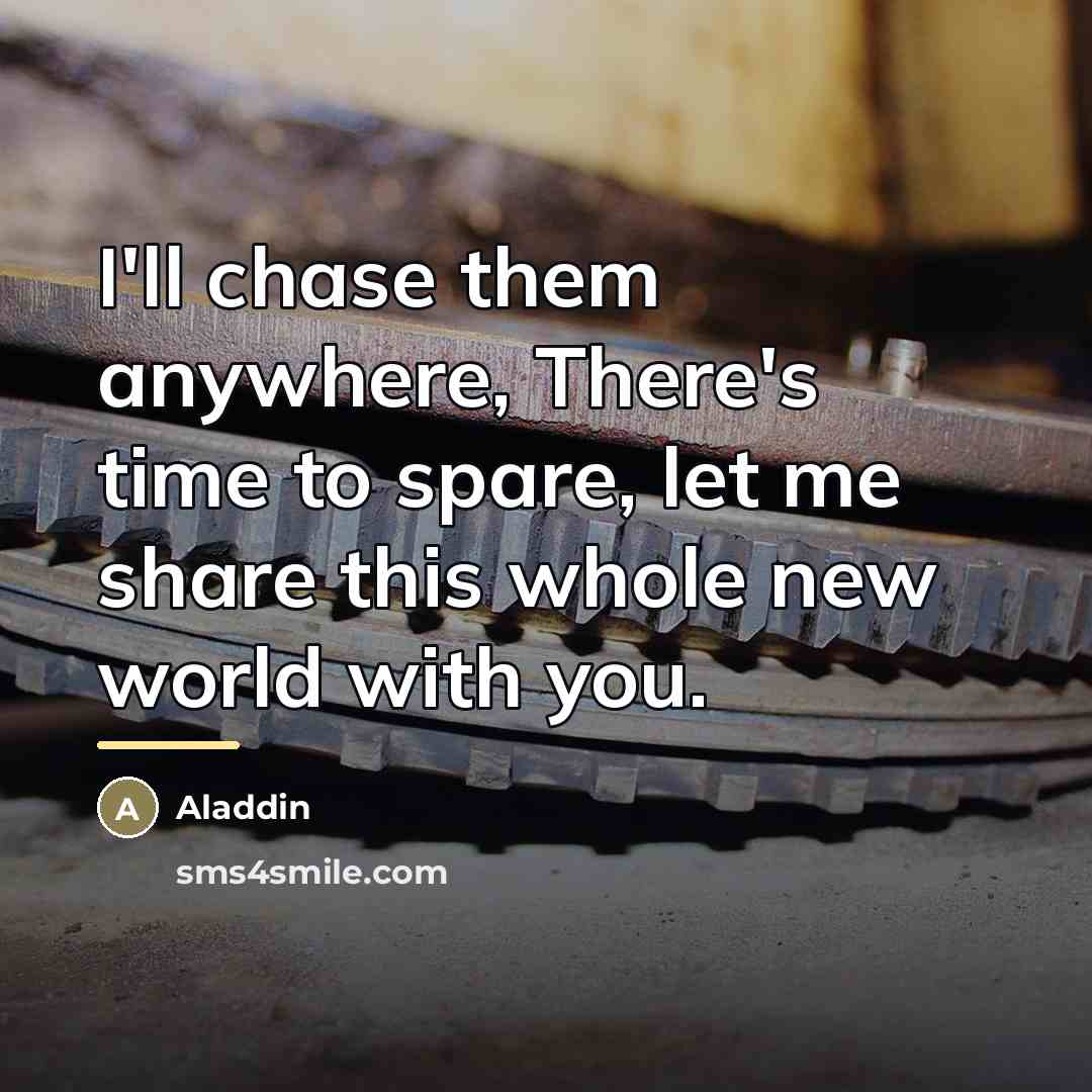 “I'll chase them anywhere, There's time to spare, let me…” quote by Aladdin