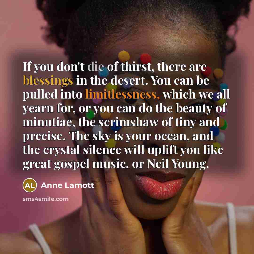 “If you don't die of thirst, there are blessings in…” quote by Anne Lamott