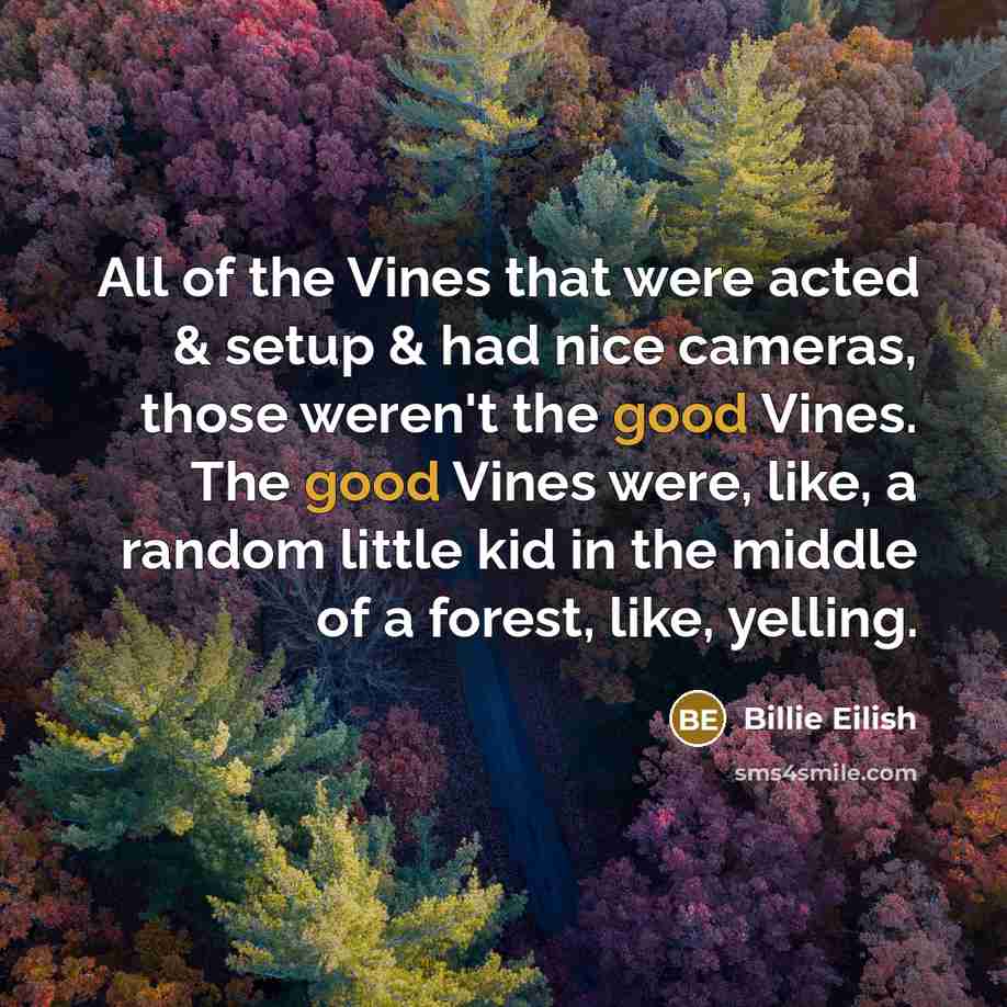 “All of the Vines that were acted & setup &…” quote by Billie Eilish