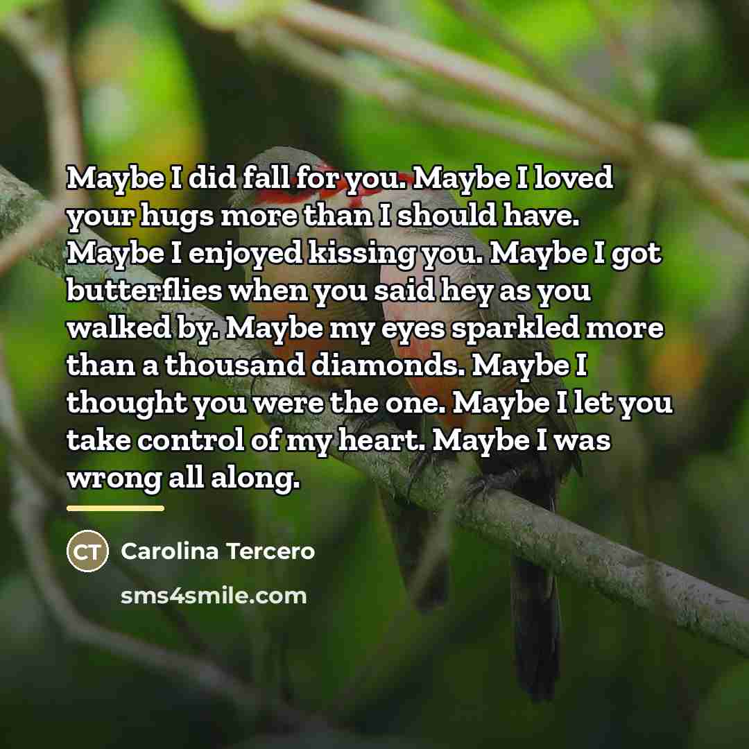 “Maybe I did fall for you. Maybe I loved your…” quote by Carolina Tercero