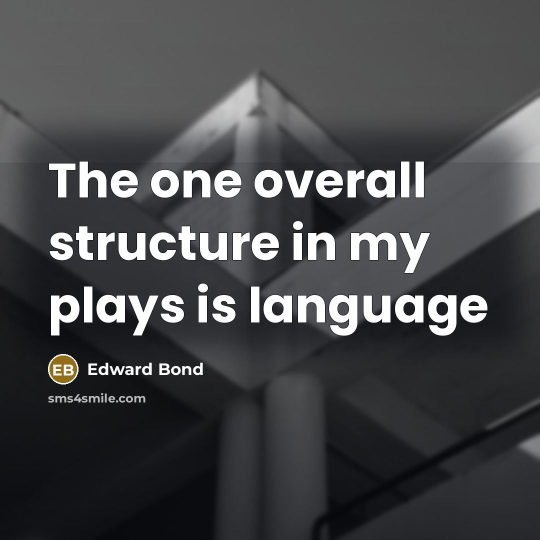 “The one overall structure in my plays is language” quote by Edward Bond