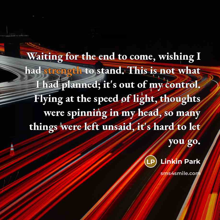 “Waiting for the end to come, wishing I had strength…” quote by Linkin Park
