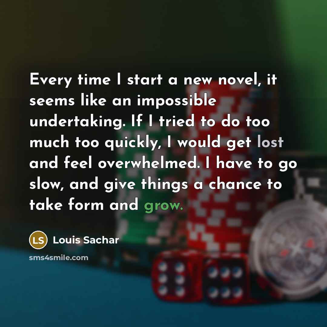 “Every time I start a new novel, it seems like…” quote by Louis Sachar