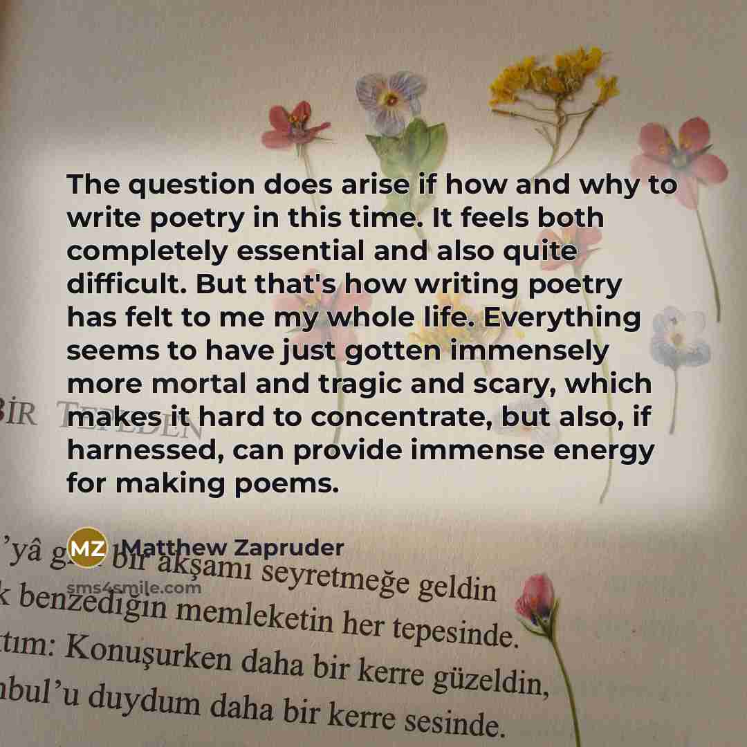 “The question does arise if how and why to write…” quote by Matthew Zapruder
