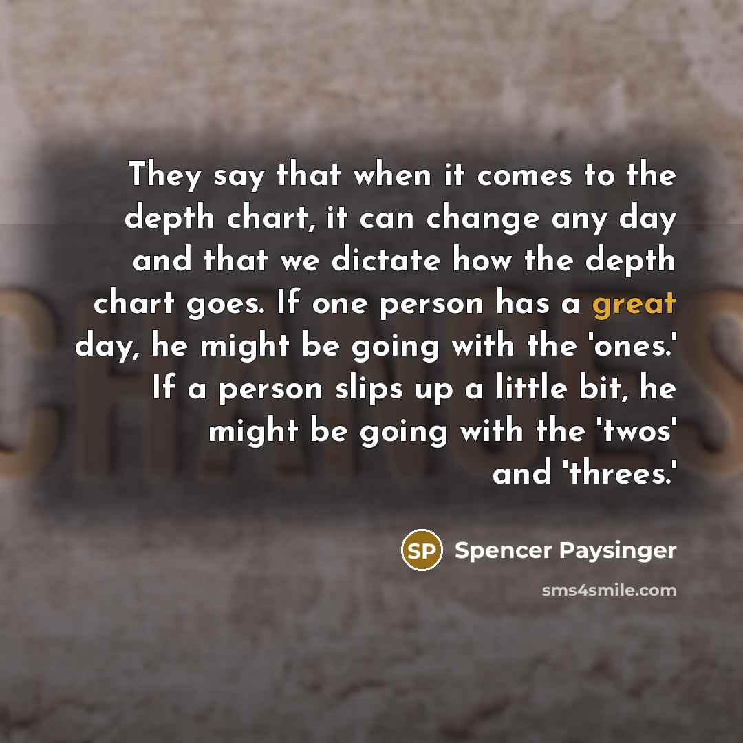 “They say that when it comes to the depth chart,…” quote by Spencer Paysinger