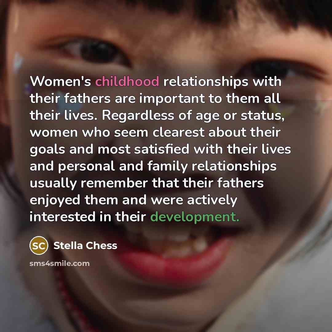 “Women's childhood relationships with their fathers are important to them…” quote by Stella Chess