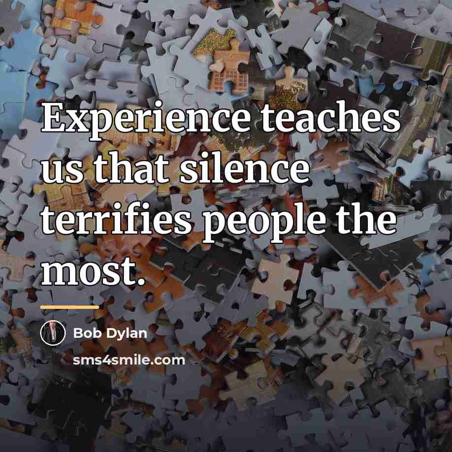 “Experience teaches us that silence terrifies people the most.…” quote by Bob Dylan