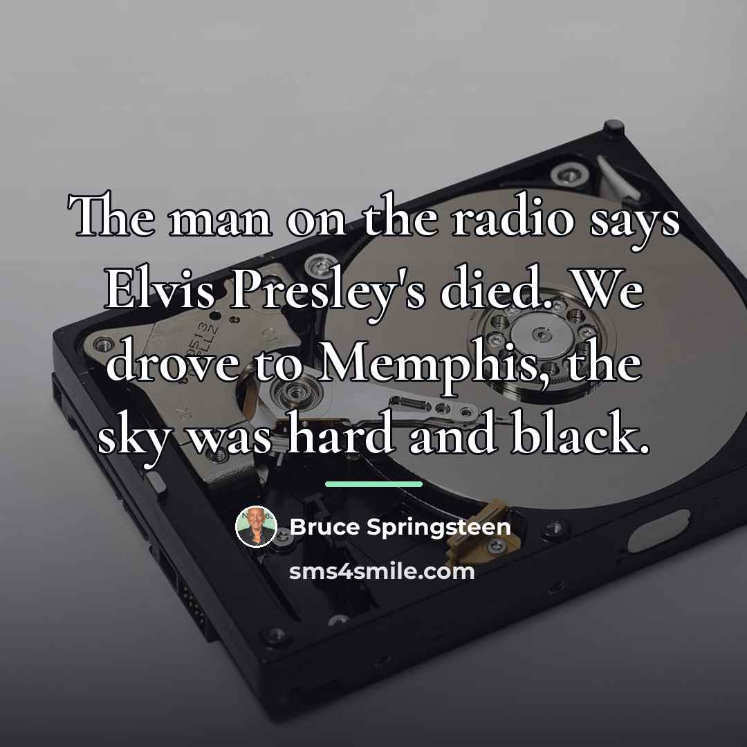 “The man on the radio says Elvis Presley's died. We…” quote by Bruce Springsteen