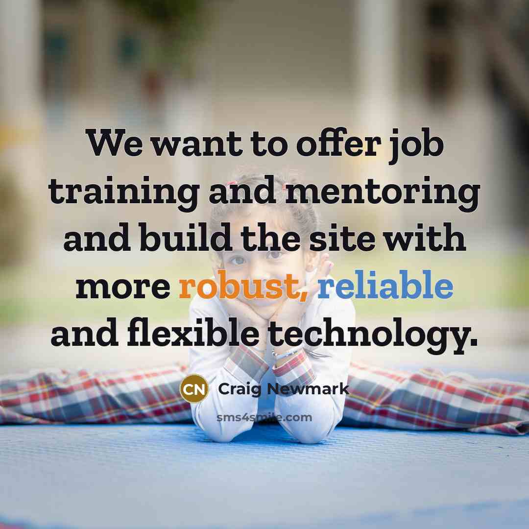 “We want to offer job training and mentoring and build…” quote by Craig Newmark